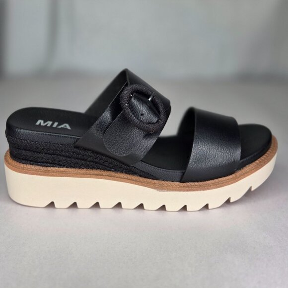 MIA Shoes - NWT MIA Women's Orla Slip-On Wedge Sandals Black